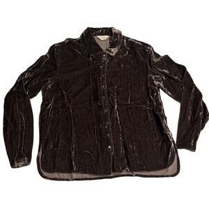J Jill Brown Velvet 100% Rayon Button Up Blouse Women’s Sz Small Soft Draped Top